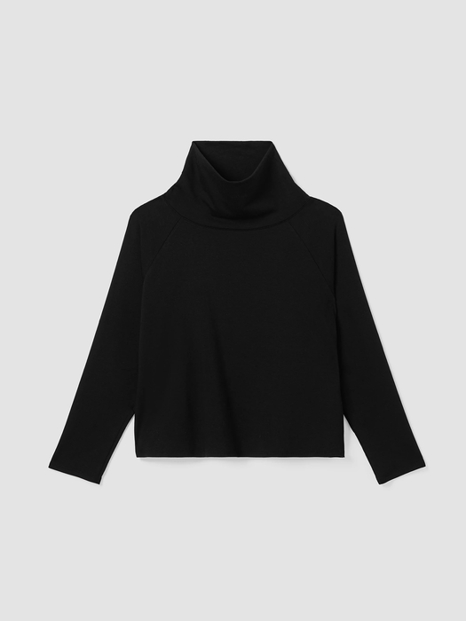Cozy Brushed Terry Hug Funnel Neck Top - Eileen Fisher Outlet