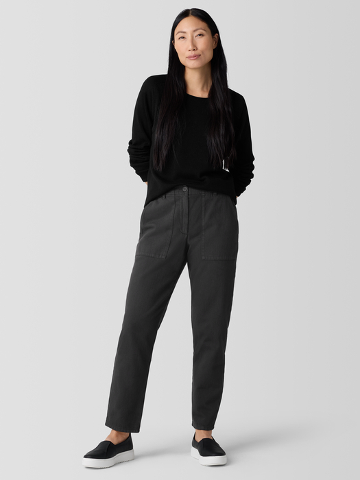 Garment-Dyed Utility Cotton Tapered Pant - Eileen Fisher Outlet