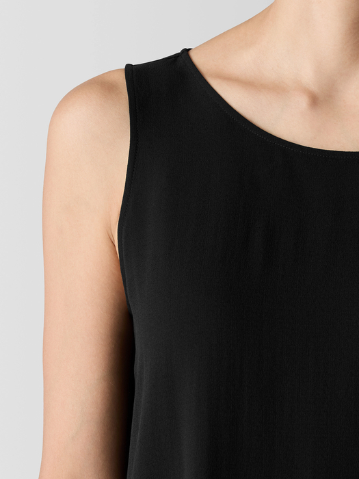 Silk Georgette CrepeBallet Neck Long Tank - Eileen Fisher Outlet