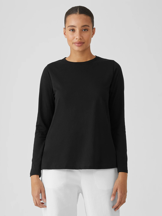 Organic Pima Cotton Jersey Round Neck Top - Eileen Fisher Outlet