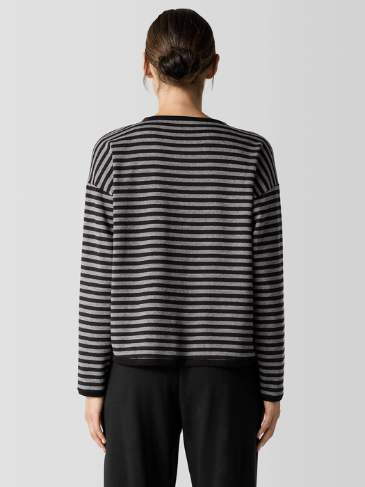 Striped Cozy Brushed Terry Box-Top - Eileen Fisher Outlet