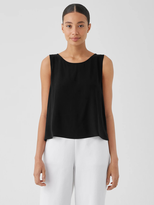 Silk Georgette Crepe Ballet Neck Tank - Eileen Fisher Outlet