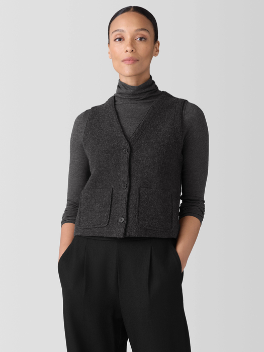 Lightweight Boiled Wool Vest in Regenerative Wool - Eileen Fisher Outlet
