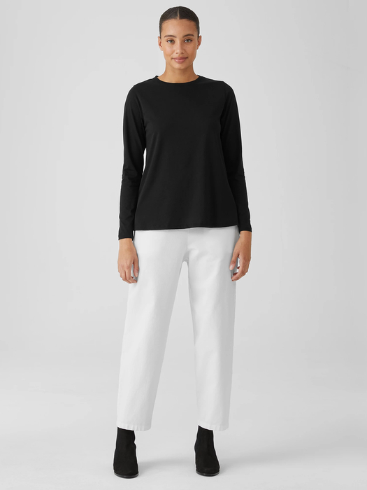 Organic Pima Cotton Jersey Round Neck Top - Eileen Fisher Outlet
