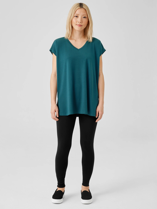 Stretch Jersey Knit High-Waisted Leggings - Eileen Fisher Outlet