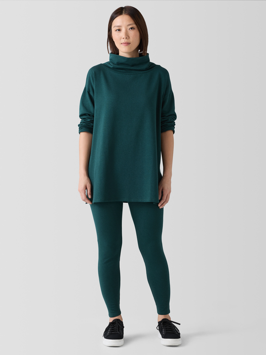 Cozy Brushed Terry Hug Funnel Neck Long Top - Eileen Fisher Outlet