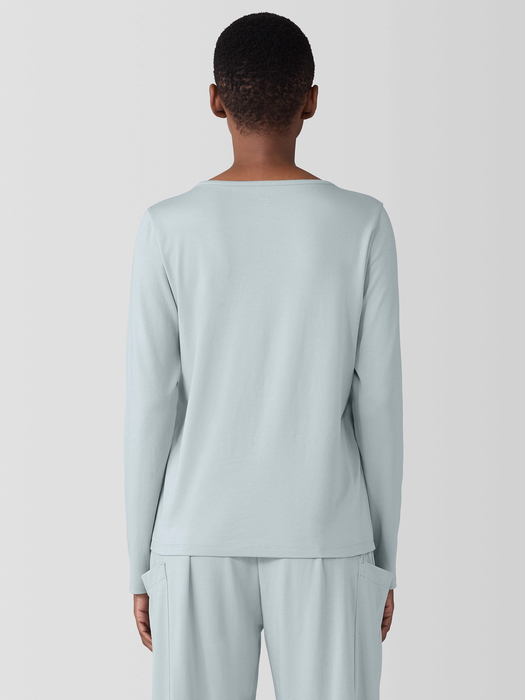 Organic Cotton Interlock Henley Sleep Top - Eileen Fisher Outlet