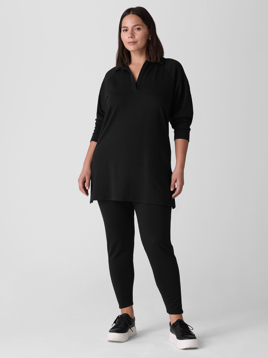 Cozy Brushed Terry Hug Henley Long Top - Eileen Fisher Outlet