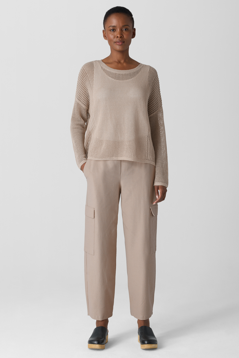 Washed Organic Cotton Poplin Band Collar Short Shirt - Eileen Fisher Outlet