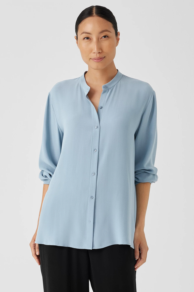 Silk Georgette Crepe Sleeveless Shirt - Eileen Fisher Outlet