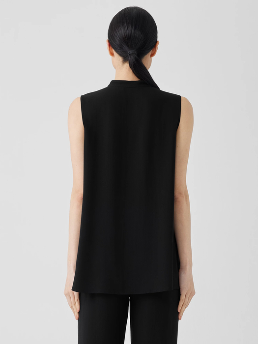 Silk Georgette Crepe Sleeveless Shirt - Eileen Fisher Outlet