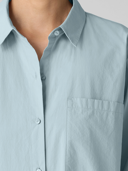 Washed Organic Cotton Poplin Classic Collar Long Shirt - Eileen Fisher Outlet