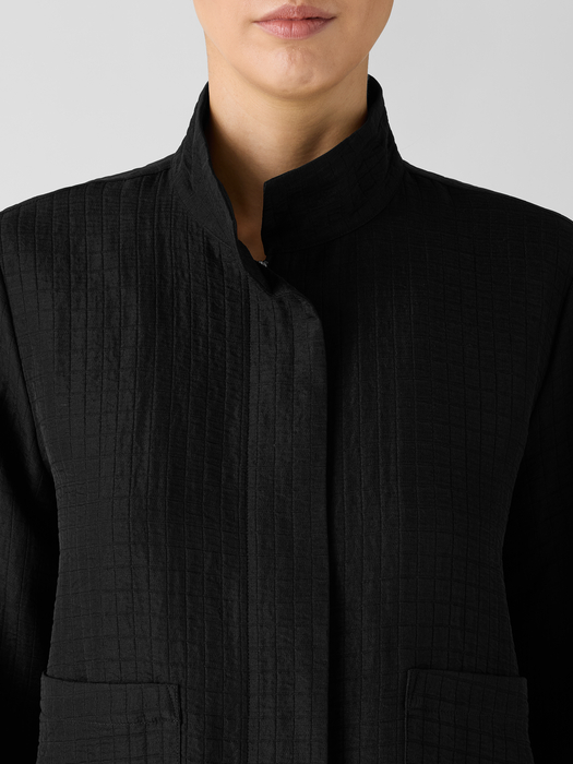Silk Linen BoxStand Collar Jacket - Eileen Fisher Outlet