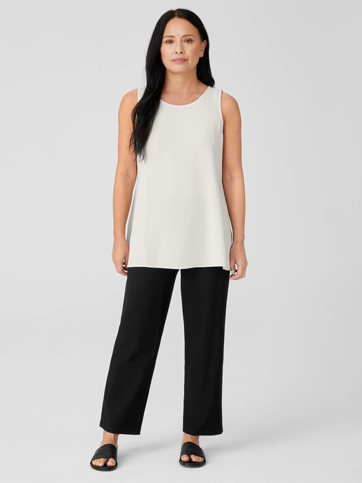 Washable Stretch Crepe Straight Pant with Yoke - Eileen Fisher Outlet