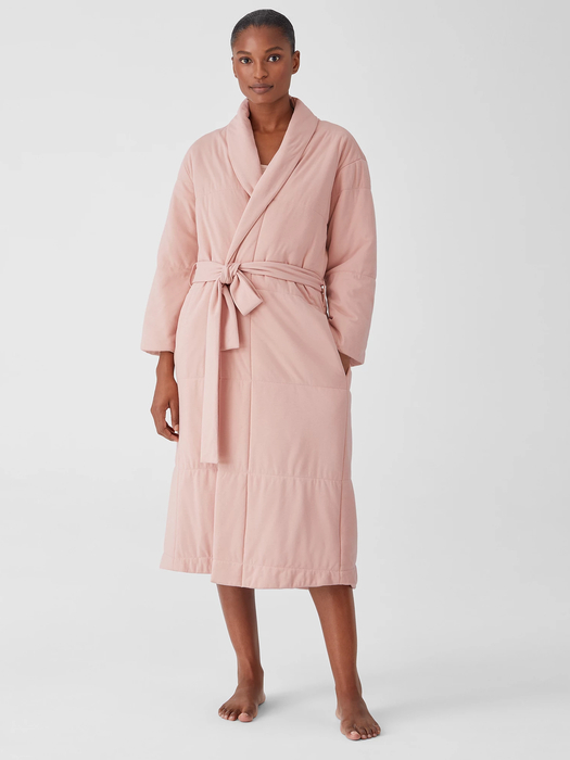Organic Cotton Cozy Interlock Quilted Robe - Eileen Fisher Outlet