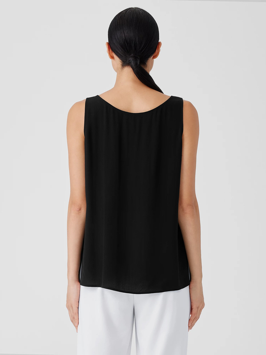 Silk Georgette Crepe Scoop Neck Tank - Eileen Fisher Outlet
