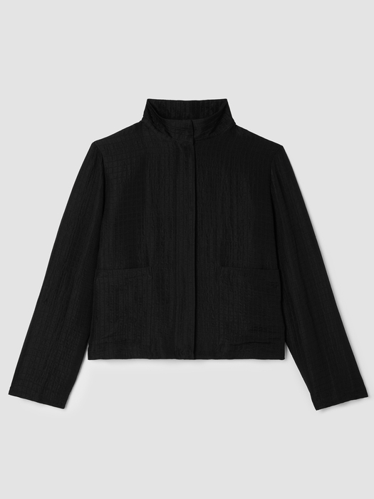 Silk Linen BoxStand Collar Jacket - Eileen Fisher Outlet