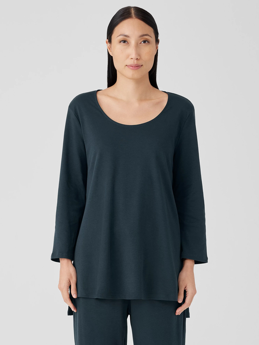 Organic Cotton Interlock U-Neck Sleep Top - Eileen Fisher Outlet