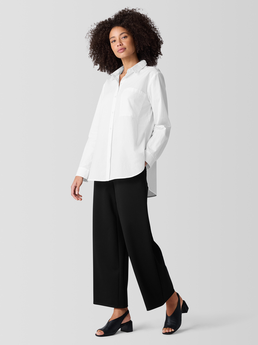 Washed Organic Cotton Poplin Classic Collar Long Shirt - Eileen Fisher Outlet