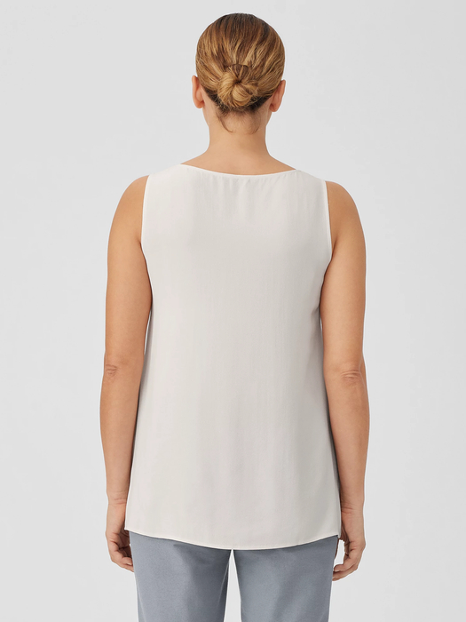 Silk Georgette Crepe Ballet Neck Tank - Eileen Fisher Outlet