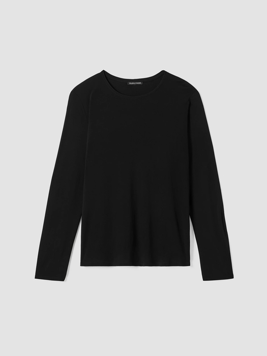 Stretch Silk Jersey Crew Neck Top - Eileen Fisher Outlet