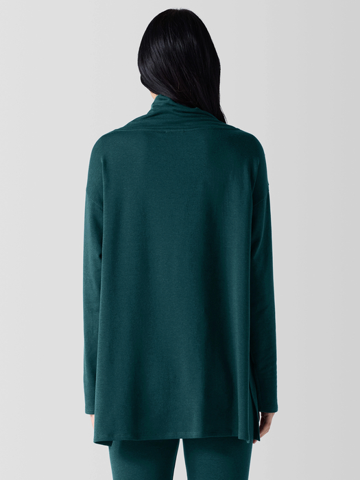 Cozy Brushed Terry Hug Funnel Neck Long Top - Eileen Fisher Outlet