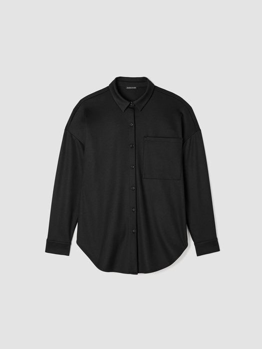 Lightweight Ponte Classic Collar Long Shirt - Eileen Fisher Outlet