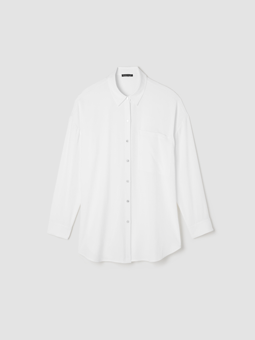 Silk Georgette Crepe Classic Collar Long Shirt - Eileen Fisher Outlet