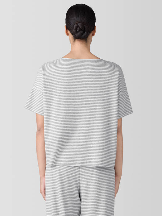 Striped Organic Cotton Interlock Sleep Tee - Eileen Fisher Outlet
