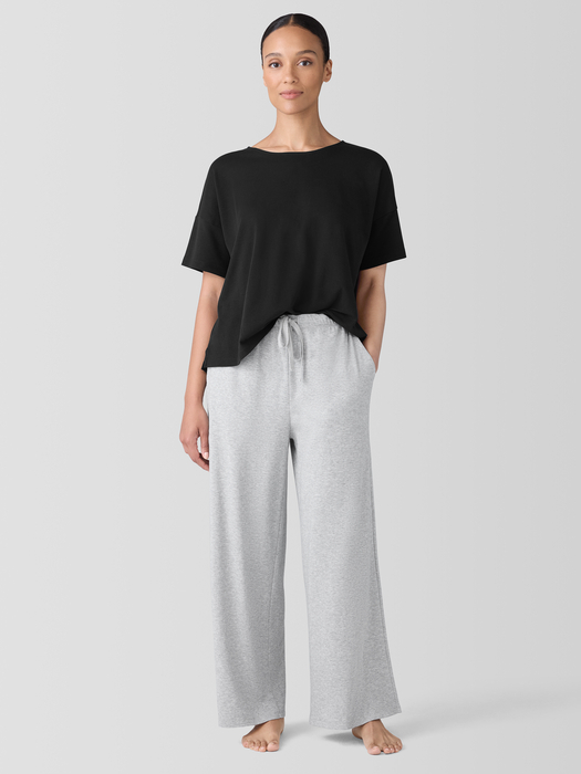Mélange Organic Cotton Interlock Wide-Leg Sleep Pant - Eileen Fisher Outlet