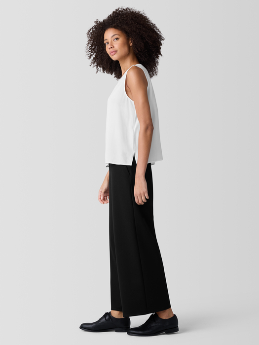 Silk Georgette Crepe Round Neck Tank - Eileen Fisher Outlet