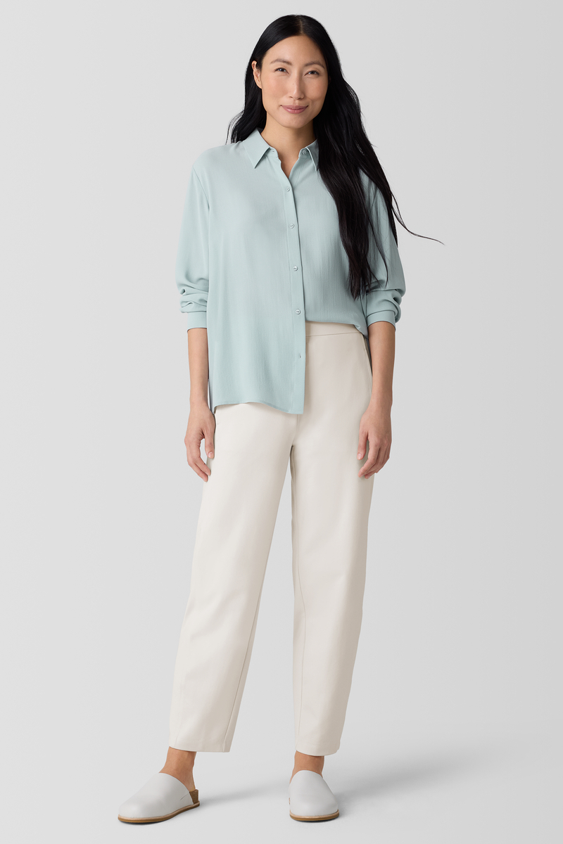 Organic Cotton Jacquard Funnel Neck Top - Eileen Fisher Outlet