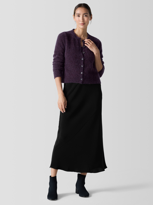 Mohair Plush Mélange Crew Neck Cardigan - Eileen Fisher Outlet