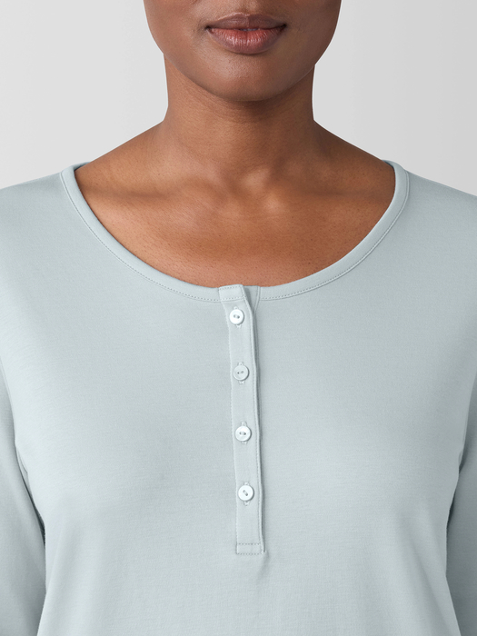 Organic Cotton Interlock Henley Sleep Top - Eileen Fisher Outlet