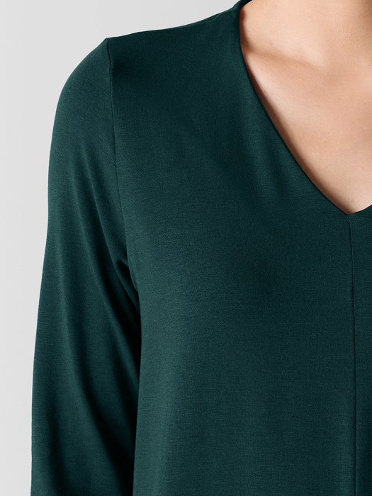 Fine Jersey V-Neck Long Top - Eileen Fisher Outlet