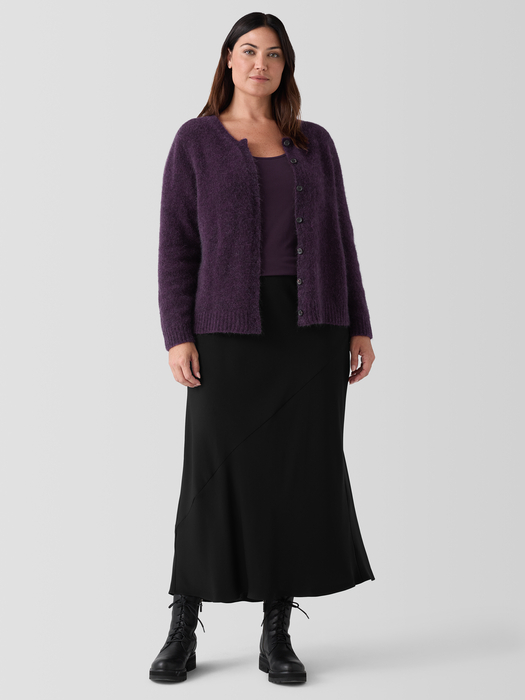 Mohair Plush Mélange Crew Neck Cardigan - Eileen Fisher Outlet