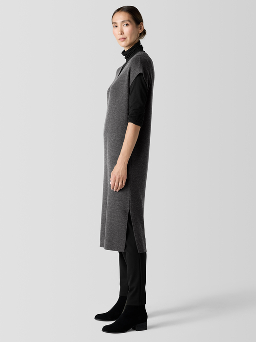 Merino Rib V-Neck Dress - Eileen Fisher Outlet