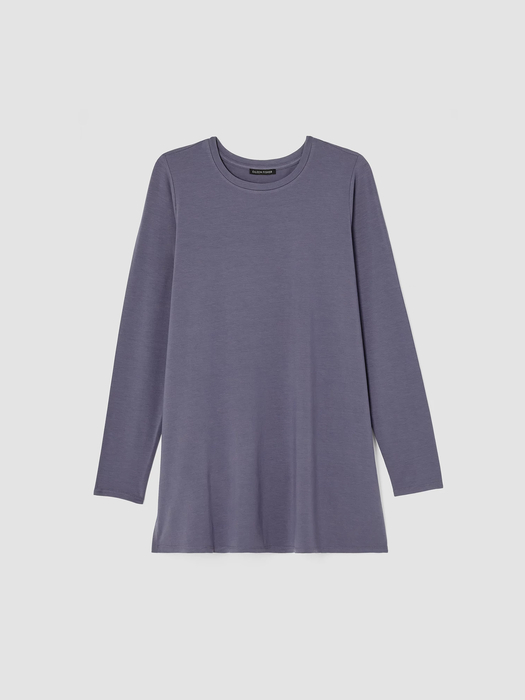 Stretch Jersey Knit Crew Neck Long Top - Eileen Fisher Outlet