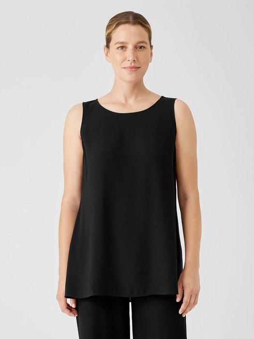 Silk Georgette Crepe Ballet Neck Tank - Eileen Fisher Outlet