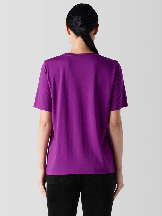 Organic Pima Cotton JerseyRound Neck Tee - Eileen Fisher Outlet
