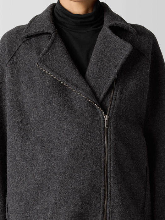 Lightweight Boiled Wool Motorcycle Jacket in Regenerative Wool - Eileen Fisher Outlet