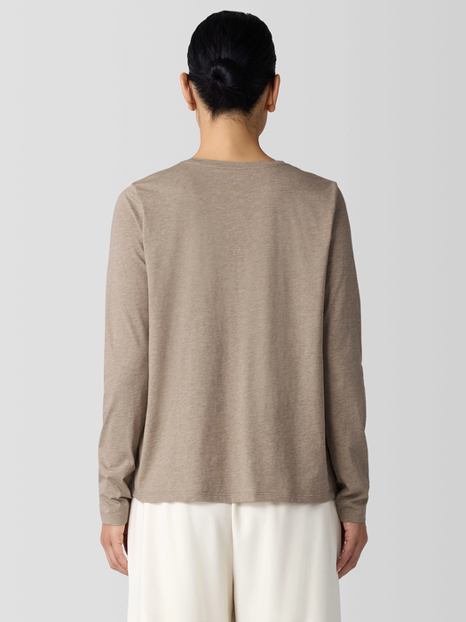 Mélange Fine Organic Cotton JerseyLong-Sleeve Tee - Eileen Fisher Outlet