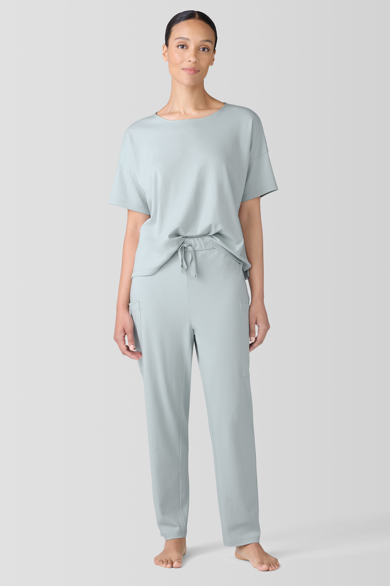 Organic Cotton Interlock Henley Sleep Top - Eileen Fisher Outlet