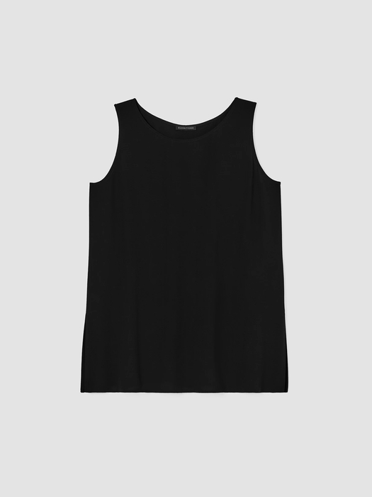 Silk Georgette CrepeBallet Neck Long Tank - Eileen Fisher Outlet