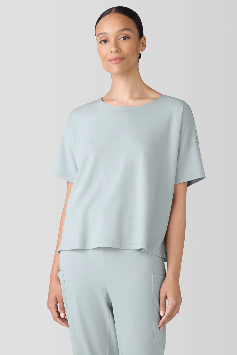 Mélange Organic Cotton Interlock Wide-Leg Sleep Pant - Eileen Fisher Outlet