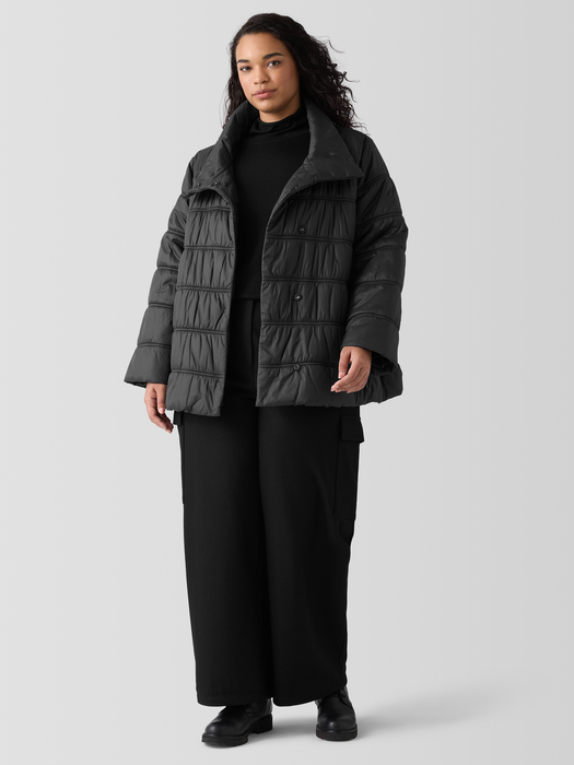 Eggshell Recycled Nylon Stand Collar Short Coat - Eileen Fisher Outlet