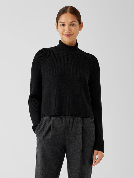 Merino Cropped Turtleneck Top in RegenerativeWool - Eileen Fisher Outlet