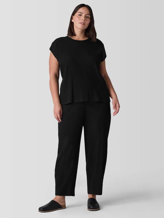 Textured Stretch Rib Round Neck Top - Eileen Fisher Outlet