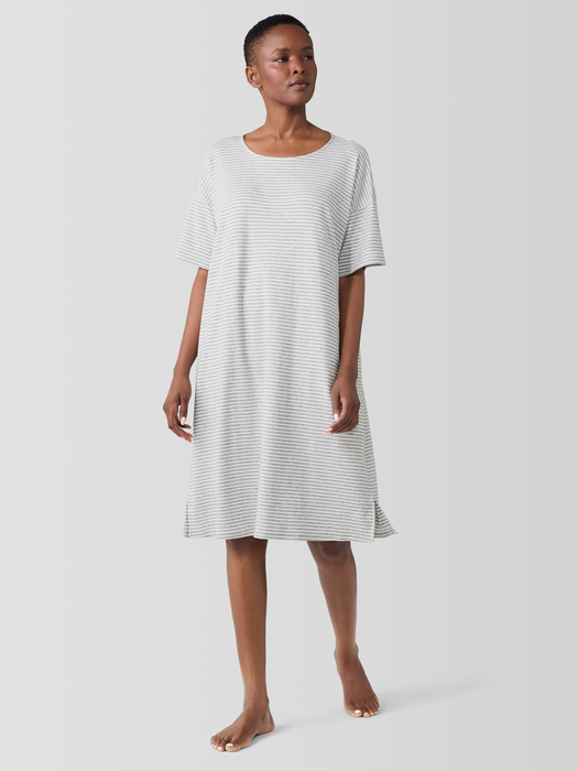 Striped Organic Cotton Interlock Sleep Dress - Eileen Fisher Outlet