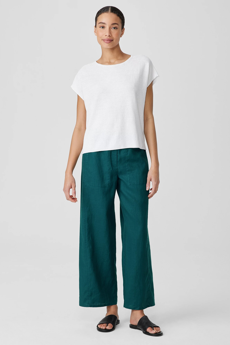 Organic Linen Jersey Crew Neck Top - Eileen Fisher Outlet